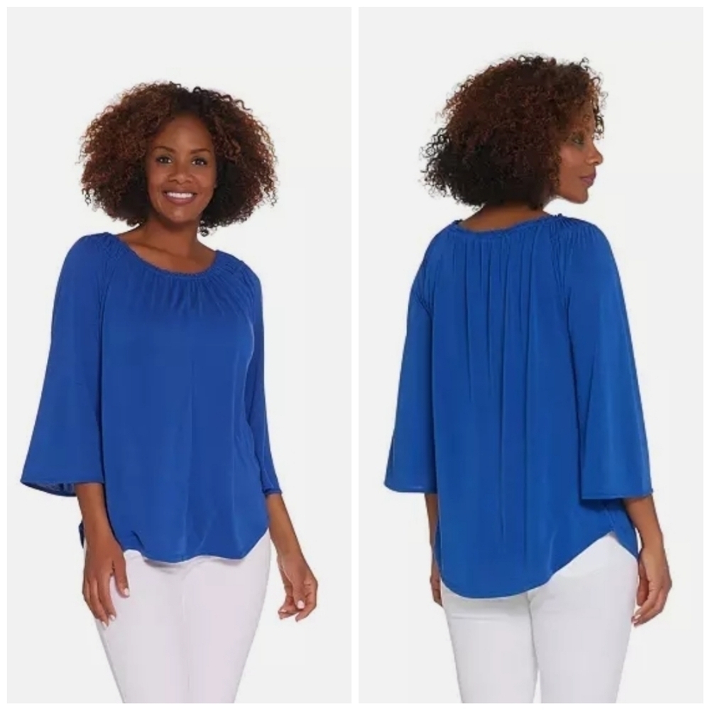 𝅺Kelly by Clinton Kelly Blue Knit 3/4 Sleeve Top